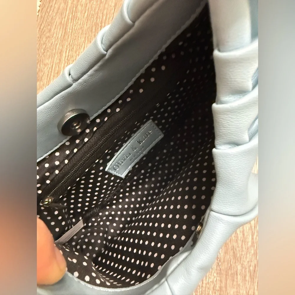 Olivia & Kate Light Blue Faux Leather Mini Shoulder Bag - Picture 6 of 10